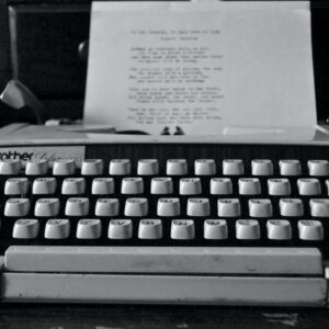 grayscale photography of Brother typewriter