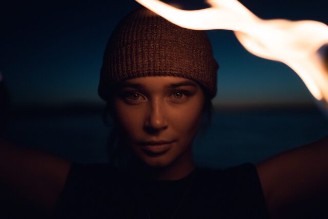 man in black knit cap