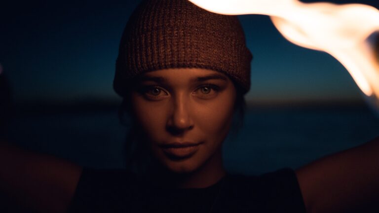 man in black knit cap